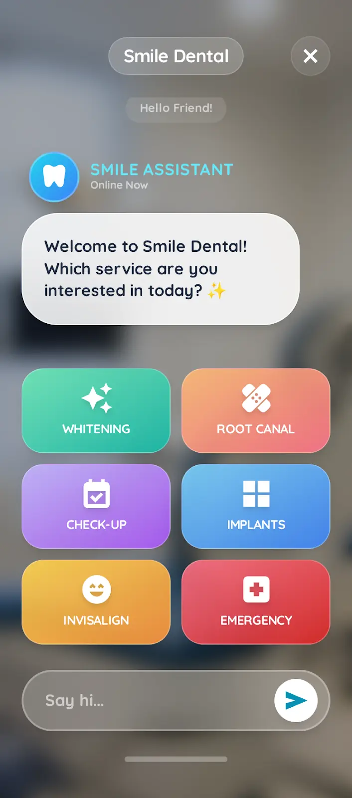 Vibrant chatbot interface showing Bold gradient cards with playful style